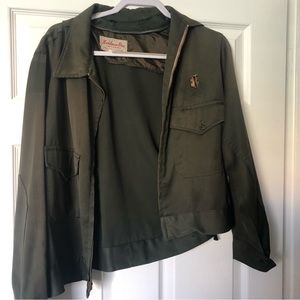 Cool Vintage Workwear Uniform Army Green Zipper